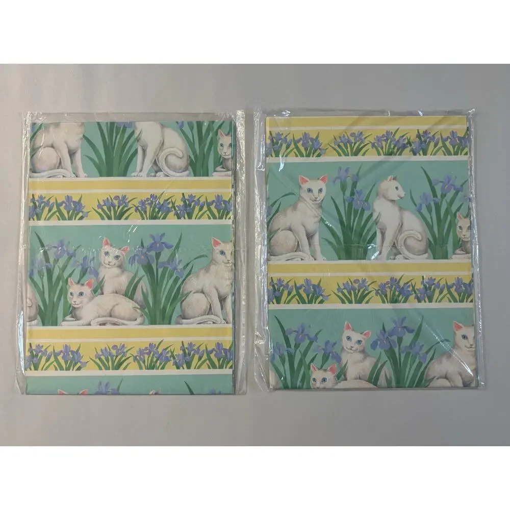 VINTAGE NOS Cat Kitten Sealed Gift Wrap Paper American Greetings USA 2 packs